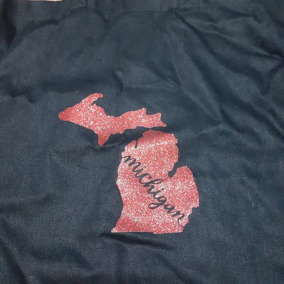 Michigan Tote Bag w/Red Sparkle Decal NWOT - Picture 2 of 4